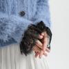 Women Faux Collar Eyelash Flower Lace Detachable Blouse Collar Necklace with False Sleeves Cuffs Set Clothing Accessory