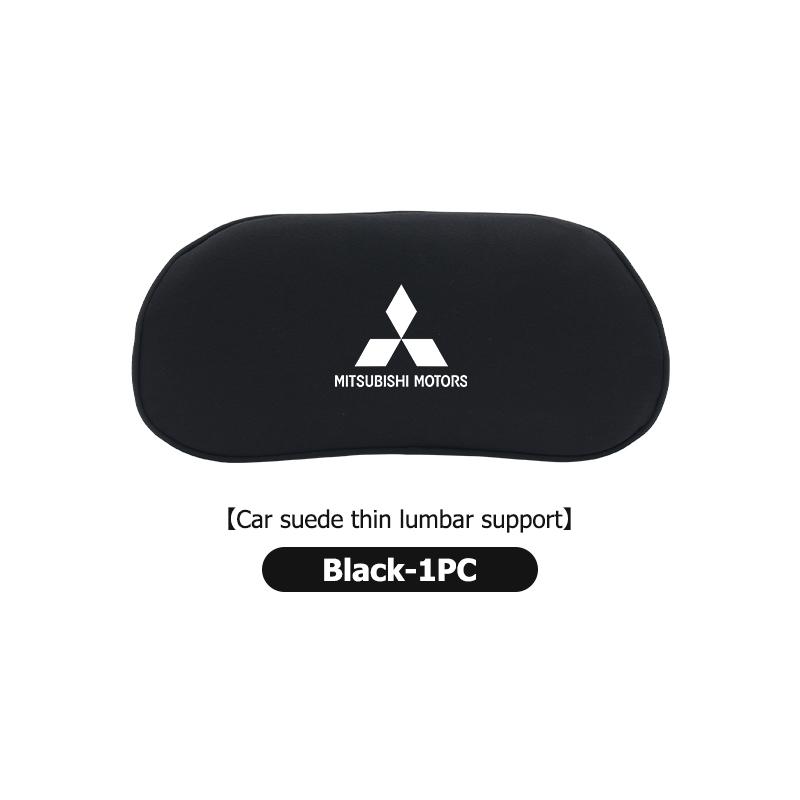 dnsh2 For Mitsubishi Car Logo Suede Seat Non-slip Back Cushion Lumbar Pad Waist Protection Mat Outlander Lancer Cross Colt Xpander