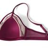 Set reggiseno a triangolo sexy in pizzo patchwork in rete leggermente foderato reggiseno senza fili per seni piccoli set slip intimo donna lingerie