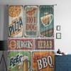 Retro Food Posters And Design Elements Chiffon Sheer Curtains for Living Room Bedroom Window Curtain Voiles Tulle Cortinas