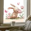 Ostern Aquarell Cartoon Hase Blume Statisch Haftend UV Fensteraufkleber Selbstklebend für Glasfen Heimdekoration