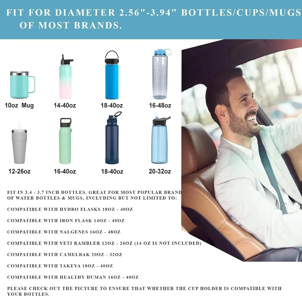 Car Cup Holder Expander Tray with Detachable Auto Cup Holder Tray, Car Food Trays for Eating &Cup Holder Tray Table for Cars