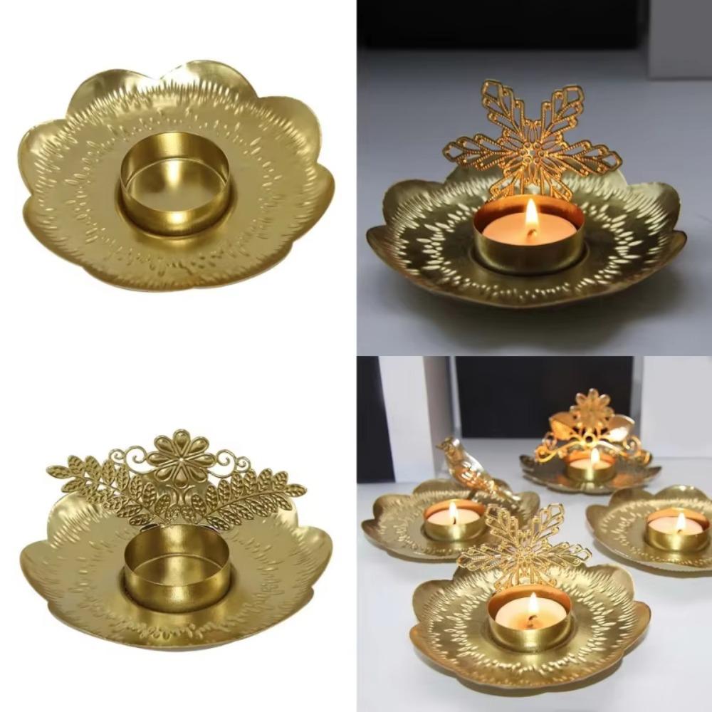 Unique Floral Candle Stand 3D Iron Candle Holder High-grade Gold Candle Holder Living Room