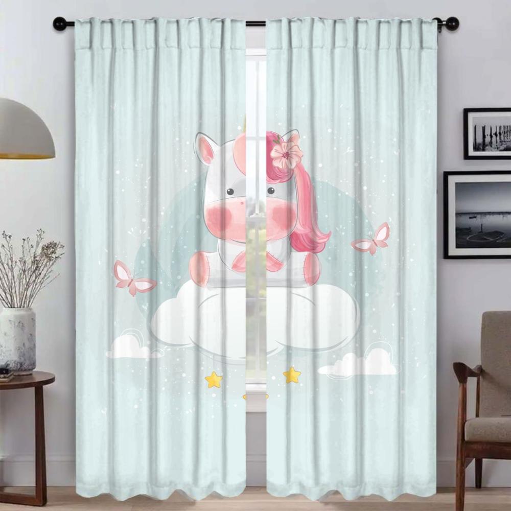 Anti-mosquito Curtains for Camera Cute Animals Blackout Curtain for Room 2 Panel Home Interior Curtains Halloween Decoration