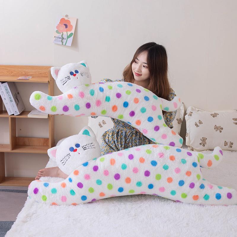 90/120cm Lovely Fluffy Wave Point Cat Dog Rabbit Plush Cushion Doll Baby Sleep Hug Soft Appease Pillow Creative Stuffed Toy Gift
