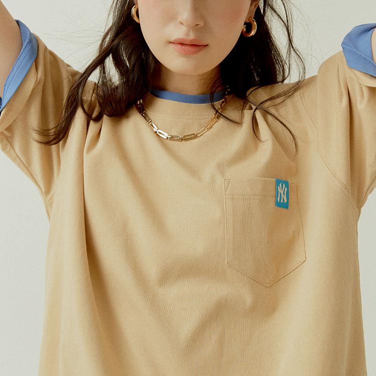 New MLB Fashion Sports Collection T Shirt Unisex Beige 31TS32131-50B