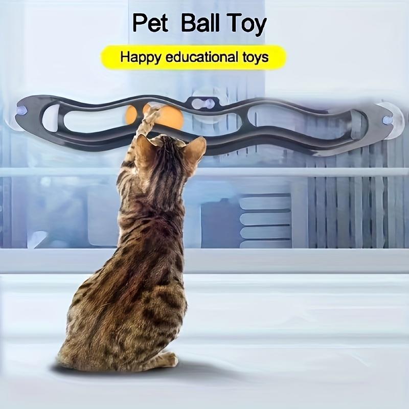 1pc Cat Toys Interactive Cat and Dog Suction ball toys Plastic Wavy Roller with Balls fun animal toys perfect window sills and furniture, cat toys