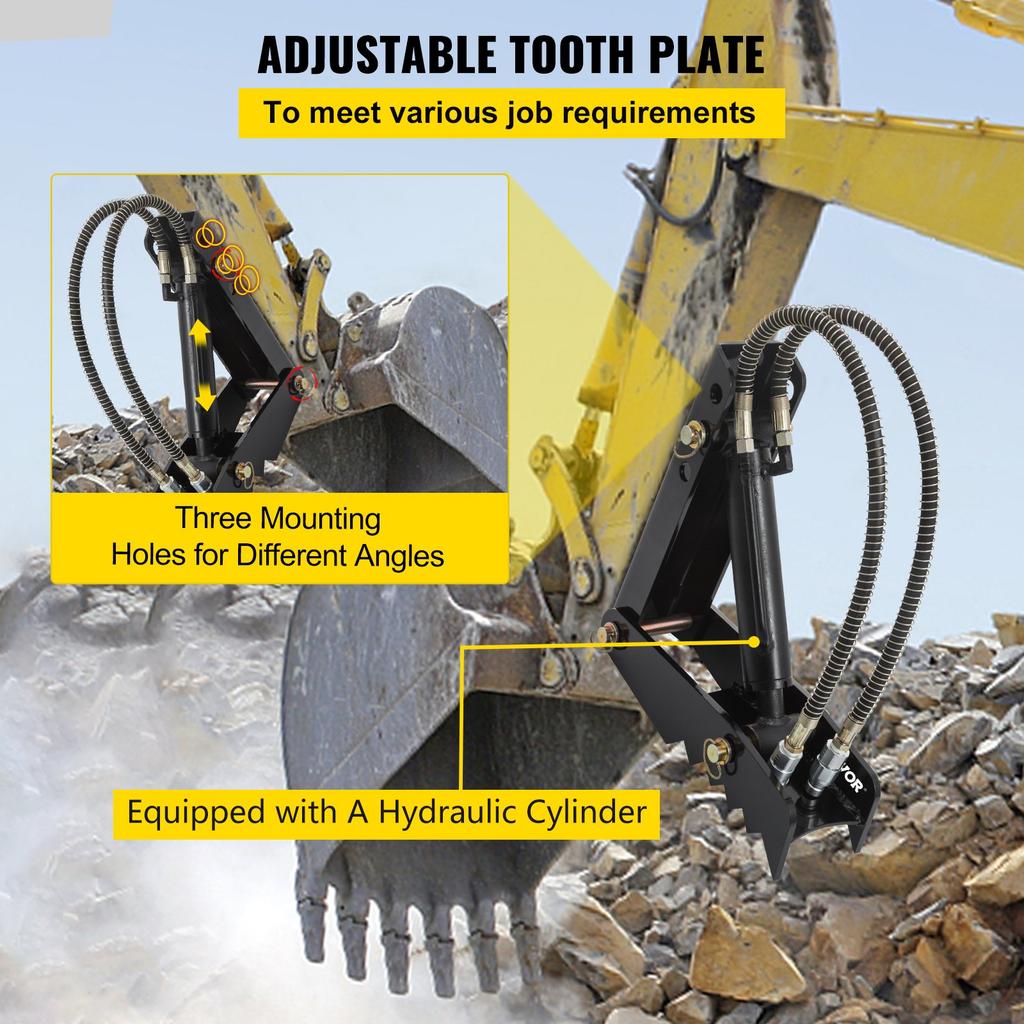 VEVOR Hydraulic Backhoe Thumb, 45.72 cm 12.70 mm Thickness Heavy Duty Excavator Thumb, Black Steel Weld On Thumb Attachments with Hydraulic Cylinder