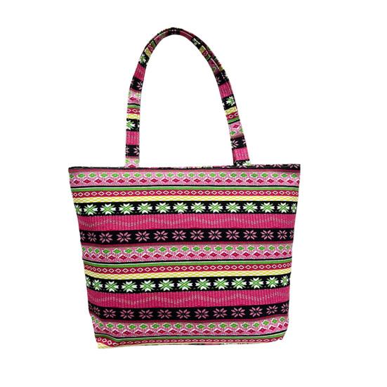 Etnický styl Retro potisk Taška přes rameno Velká kapacita Prošívaná nákupní taška do ruky