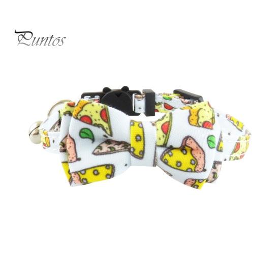 Nastavitelný obojek pro domácí mazlíčky s nerezovou bezpečnostní přezkou zvonek Roztomilý design motýlka Tkanina na krk s motivem jídla pro malé a střední psy