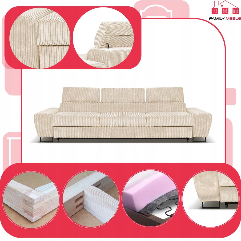 Sofa 3-Sitzer Schlafsofa mit Schlafcouch. spanien Savio Family Möbel beige Cord