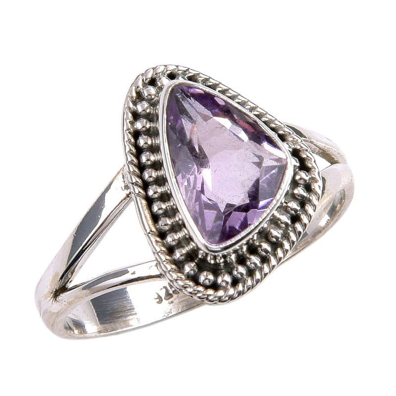 Natural Pink Amethyst Gemstone Handmade 925 Solid Silver Jewelry Ring S.9.5 G5G69