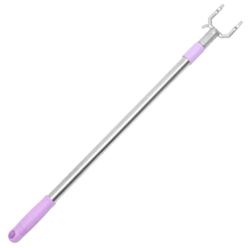 DOITOOL Stainless Steel Telescopic Rod, Hanger, Dressing Aid Stick, Curtain Hook, Claw, Reach Hook, Dress Stick Tool, Steel Fork, Purple, Aluminum