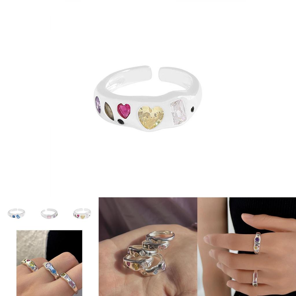 Stylish Adjustable Open Ring For Women Featuring Colorful Zircon Stone Elegant Design For Fashion Lovers