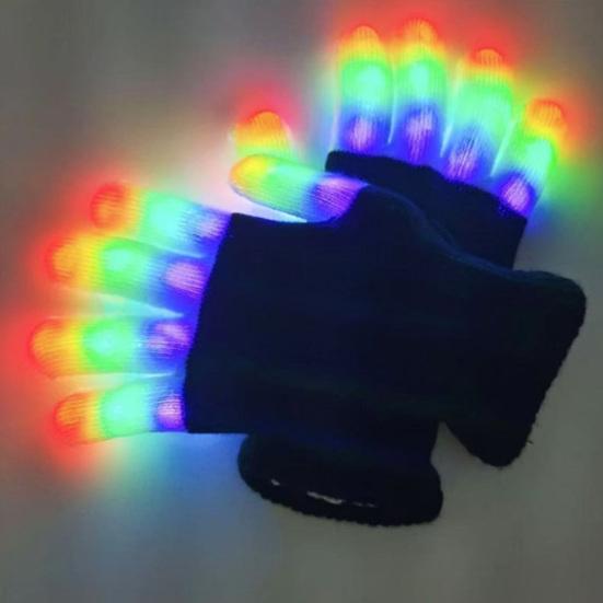 1 Pereche Mănuși LED Luminoase pentru Adulți Copii Recuzită Petrecere Tricotate