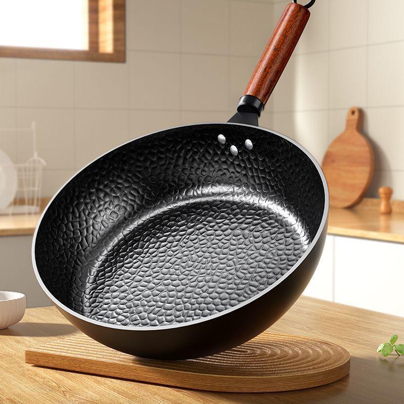 Handmade Iron Pan Stir Fry Pan Old-fashioned Stir Fry Pan Milk Pan Non Stick Pan Induction Cooker Uncoated Iron Pan
