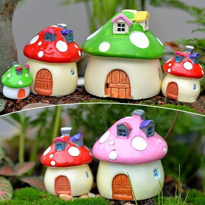 1pc resina mini cogumelo casa em miniatura acessórios de jardim micro paisagem fada jardim miniaturas decorações artesanato