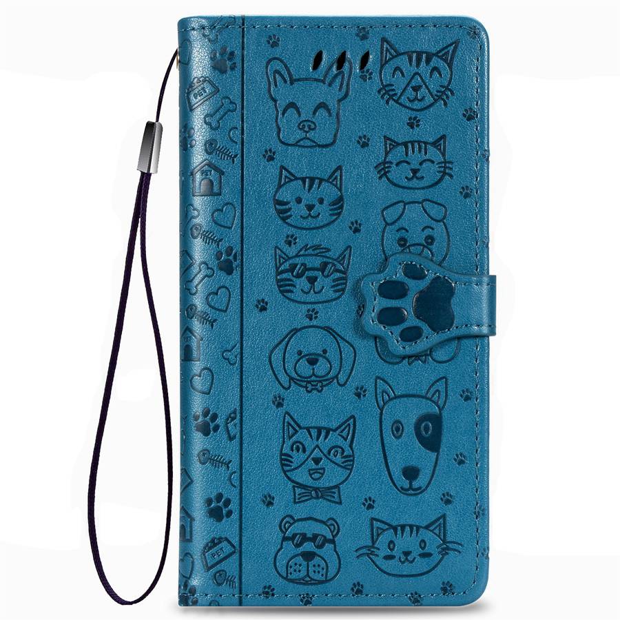 Capa Protetora Flip de Couro Para Motorola Moto G17 G57 G67 G77 G06 G56 G86 G35 G75 G05 G84 G85 5G G54 G55 G34 G15 Edge 70 50 60 Carteira com Gato Cachorro