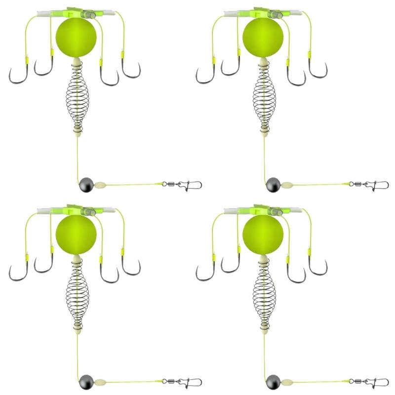 4Pcs AntiBottom Small Exploding Hook Fishing Baits Cage Four Hook AntiWinding Fishing Spring Baits Cage Easy to Use