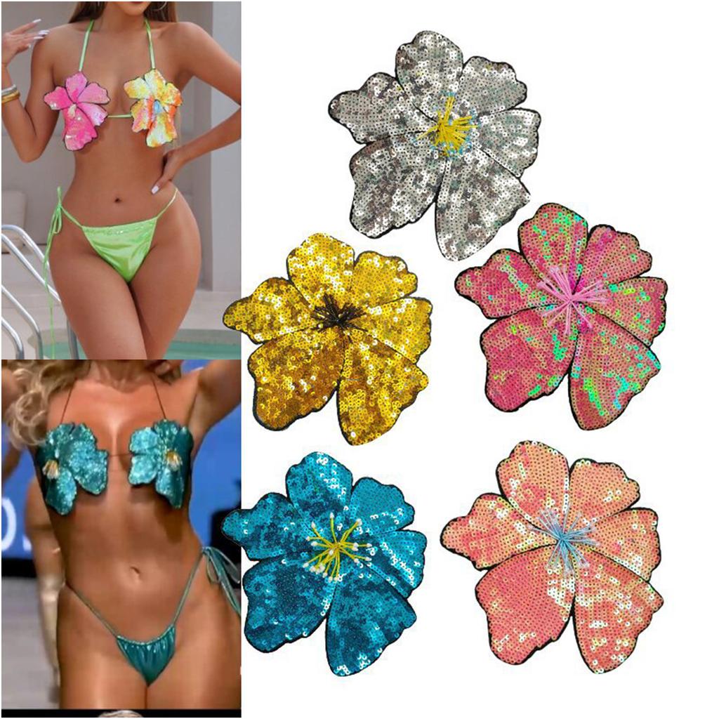 Embroidery Fabric Flower Patch Sequined Applique For Easy Application On Various Textiles Craft Costume Garment Decors