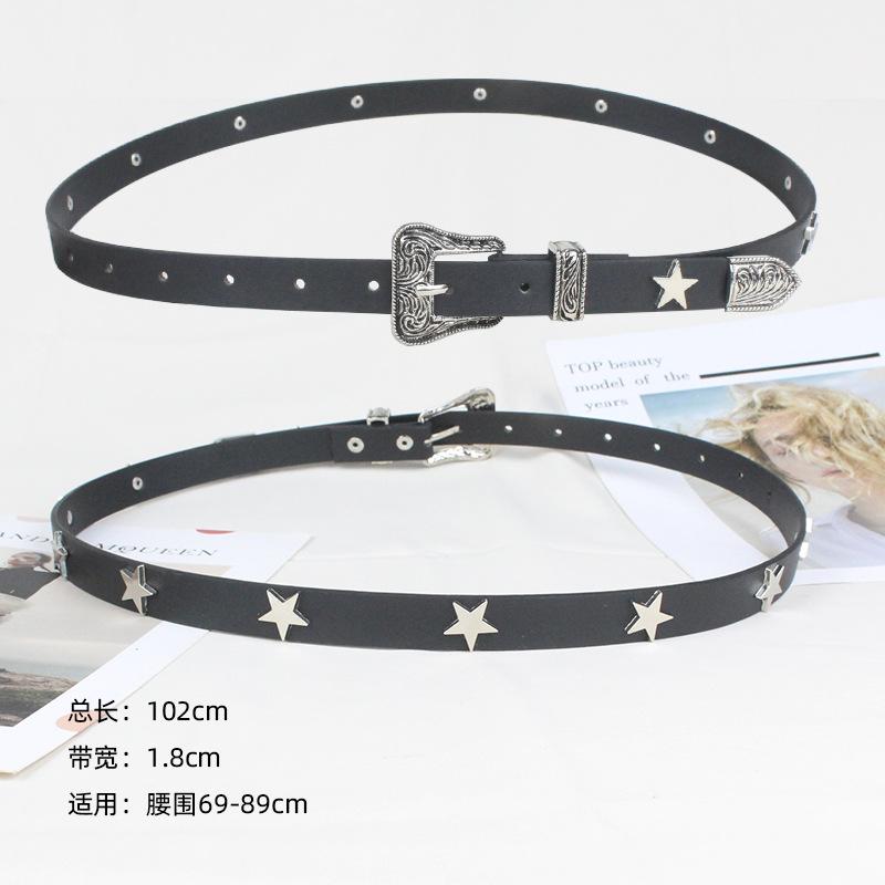 

Европейский и американский ремень с заклепками в виде пентаграммы, ремень с металлическим воздушным глазом, мужские и женские ремни, ремень для джинсов в стиле панк-металлик