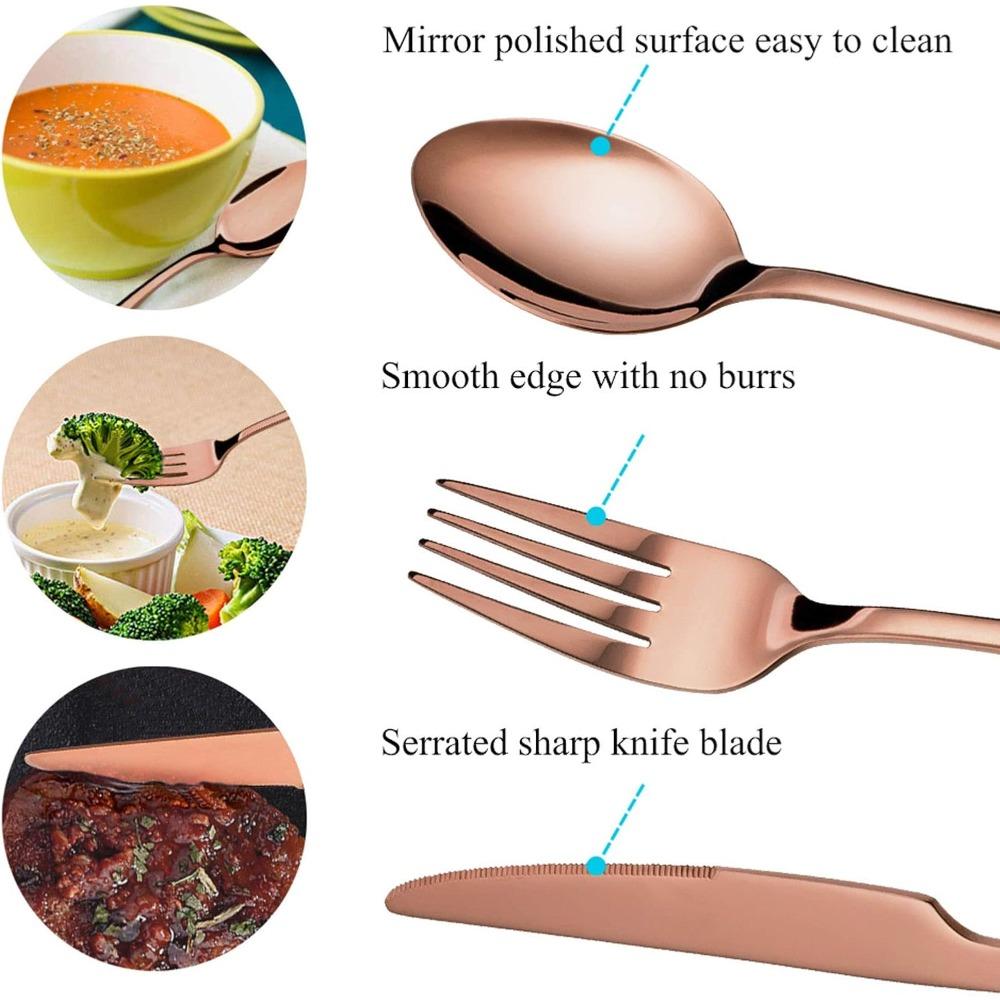 5 Piece Gold Silverware Set Cutlery Set Stainless Steel Cutlery 4-person Serving Easy To Clean, Dishwasher safe Reusable