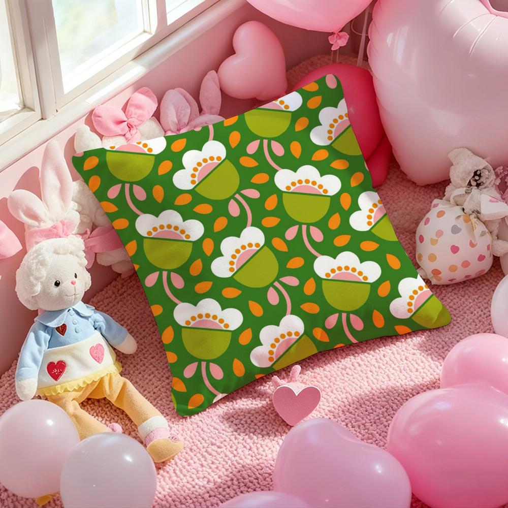 O-Orla Kiely Flower Cushion Cover Pattern Printed Pillowcase for Living Room Sofa Cushion Cover & Bedroom Decor