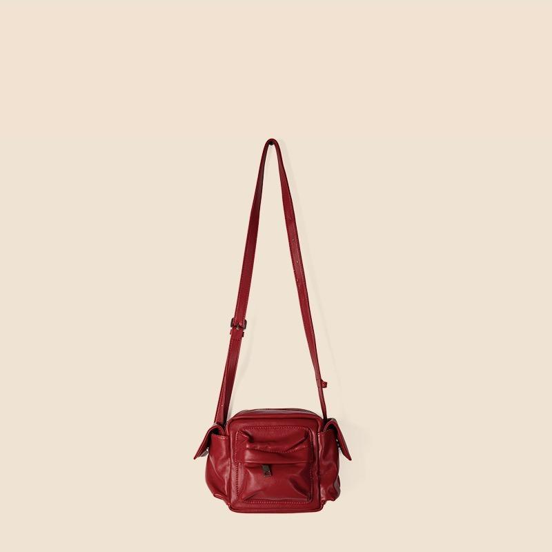 Niche Design Small Fragrance Box Bag Crossbody Soft Leather Solid Color Fashion One-shoulder Small Square Bag