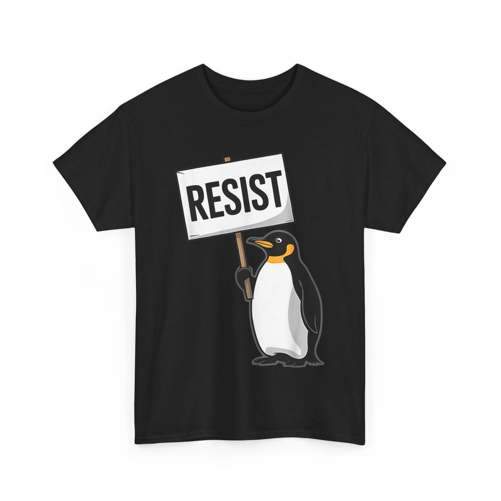 Resist Penguin Shirt, Penguins Against Tariff Women Men Funny T shirt M