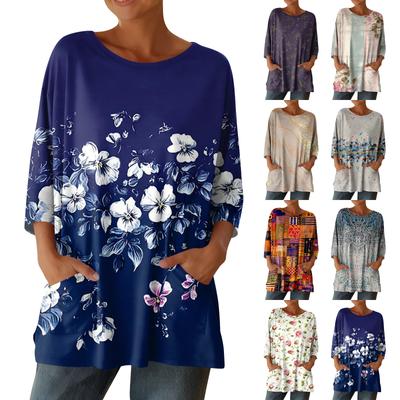 Women's 3/4 Sleeve Shirts Graphic Tees Shirts Casual Basic Tops Pullovers