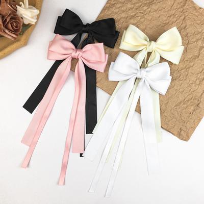 Vintage Large Bow Hair Clip Trend Long Ribbon Hairpins Barrettes Headwear For Women Girl Hair Accessories Wedding Jewelry