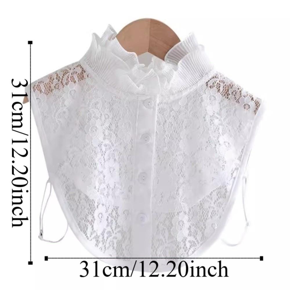 Elegant Detachable Fake Collar Easy To Match Hollow Flower Lace Lapel Half Shirt Victorian Collar White Black