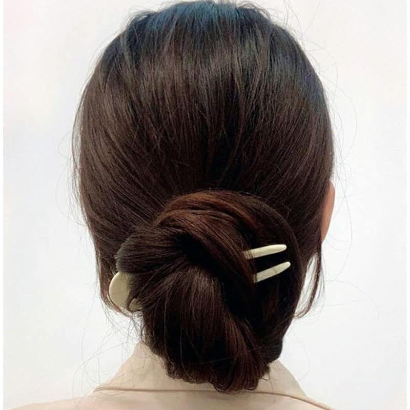 NAKANOYA Medium U-Shaped Hair Fork, Lightweight Plastic Resin Acrylic Hair Stick, Simple Solid Color, Minimalist, Glossy, Natural, Casual, Feminine,
