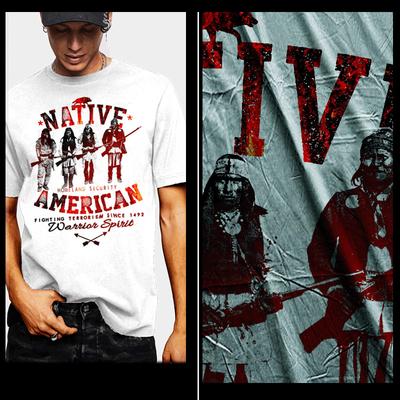 Amerikietiški marškinėliai Amerikos indėnas Indigenous Nation Warrior Geronimo tee