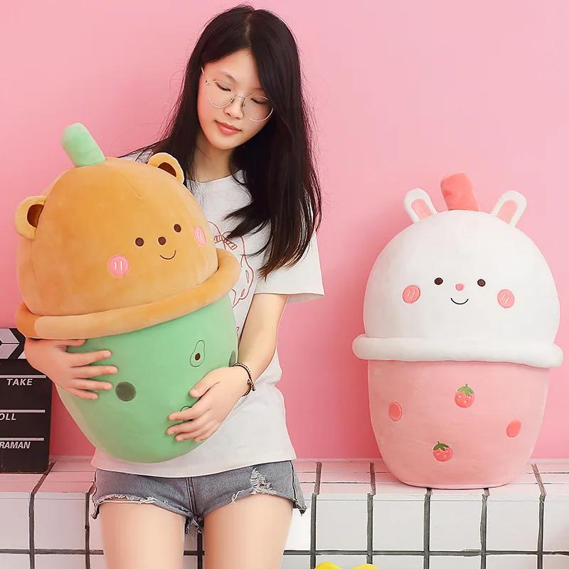Cute Milk Tea Animal Plush Pillows Rabbit Plush Pliiows Bear Plush Pillows Dinosaur Toy Plush Pillows Girl Gifts Sofa Pillows