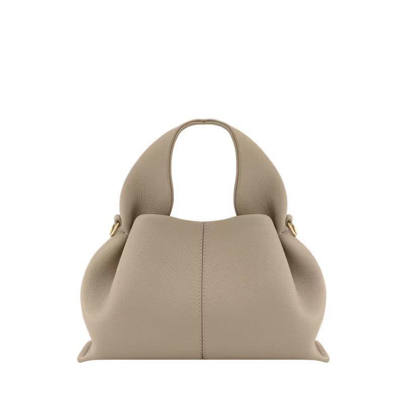 Simple Solid Color Cloud Shaped Pu Leather Women Casual Shoulder Bag For Daily
