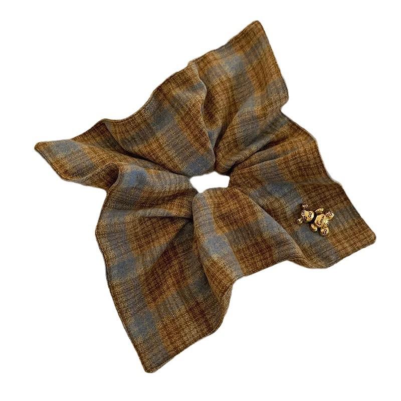 Korean Style Extra Large Intestine Scrunchie & High-End Square Scarf for Women, New 2024 Influencer Bun Hair Tie