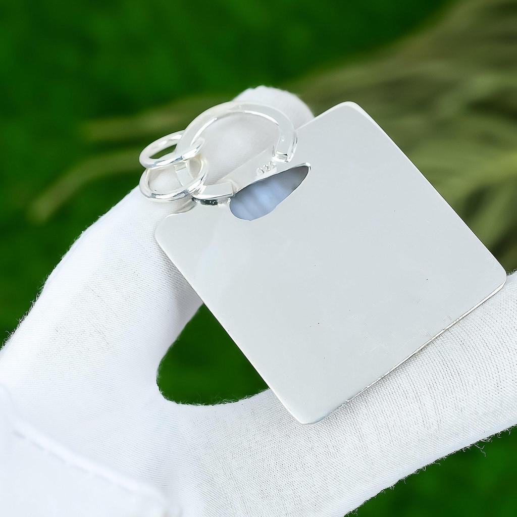 Schwestern-Tag Angebot 925 Silber Blauer Spitzenachat Edelstein Jubiläumsanhänger Schmuck