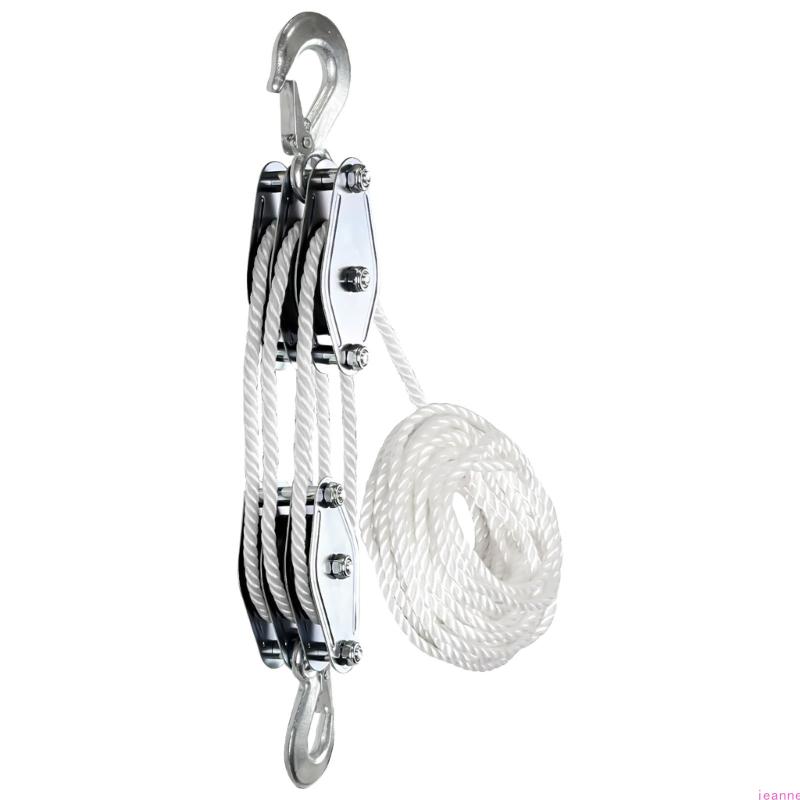 Block And Tackle Rope Pulley Hoist Lifting Power Multifunctional Heavy Duty Pulley System Metal Sheave With 1100/2200Lbs