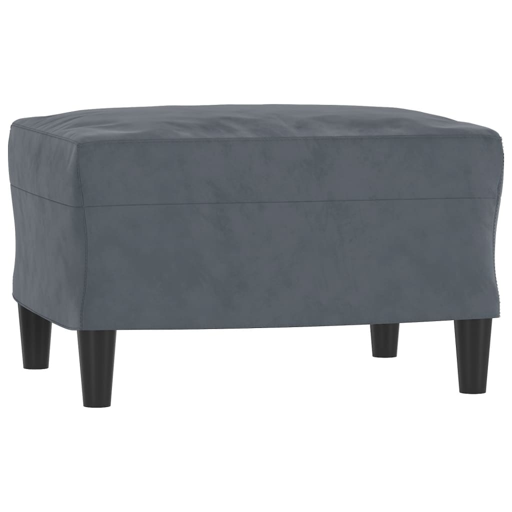 3 Seater Sofa with Footstool Dark Grey 180 Cm Velvet