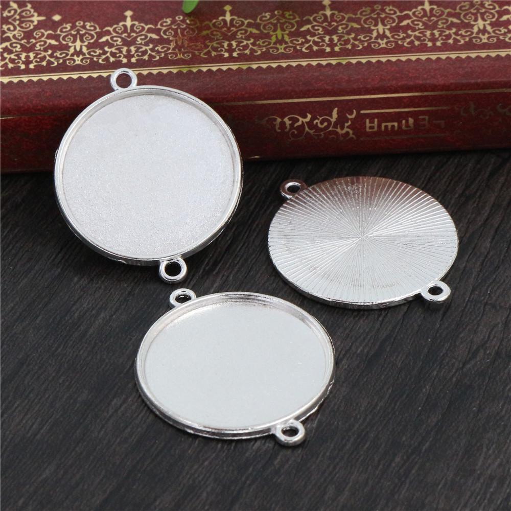 10pcs 25mm Inner Size Antique Silver Plated Square Cabochon Base Cameo Setting Charms Pendant For 10 mm Leather Bracelet