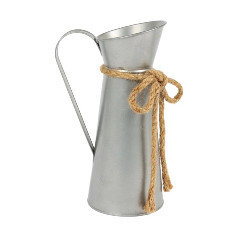 Antique Iron Milk Jugs Flower Vases Vintage Metal Pitcher with Handle For Farmhouses Wedding Home Centerpieces Decors