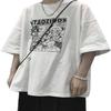 Herren 90er Vintage Oversize Hemden Sommer Anime Druck Grunge T-Shirt Y2K Cyber Punk Streetwear Harajuku Oberteil T-Shirt, Weiß, Groß