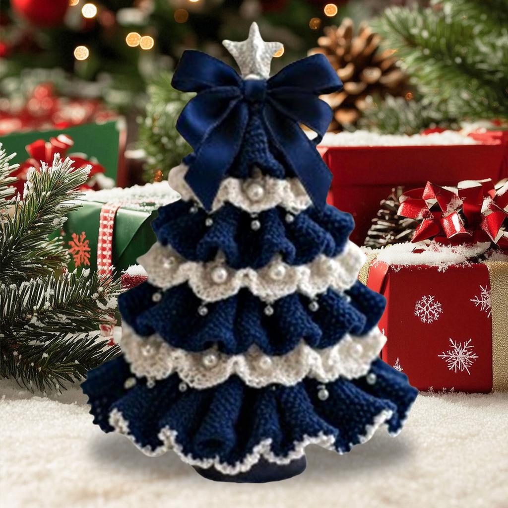 DIY Crochet Christmas Tree Kit Material Package Handmade Festive Crochet Tree Crafts Gift for Beginners Xmas Party Crochet Decor