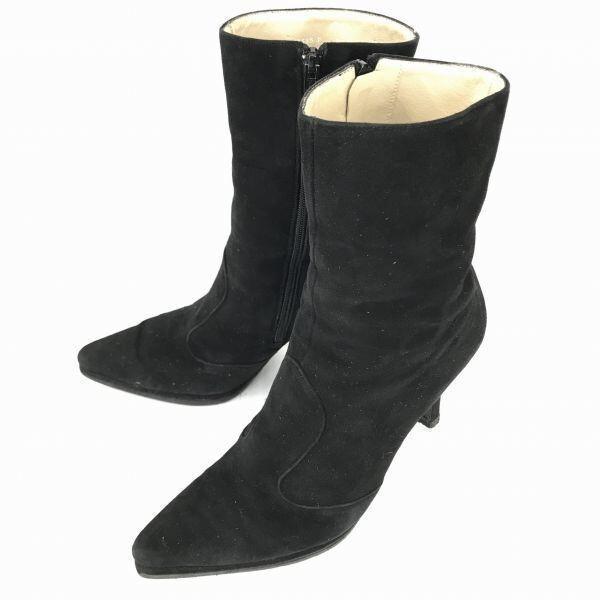 

Сделано во Франции Charles Jourdan Замшевые кожаные ботильоны на молнии сбоку 7B Женские 24.5 Черные