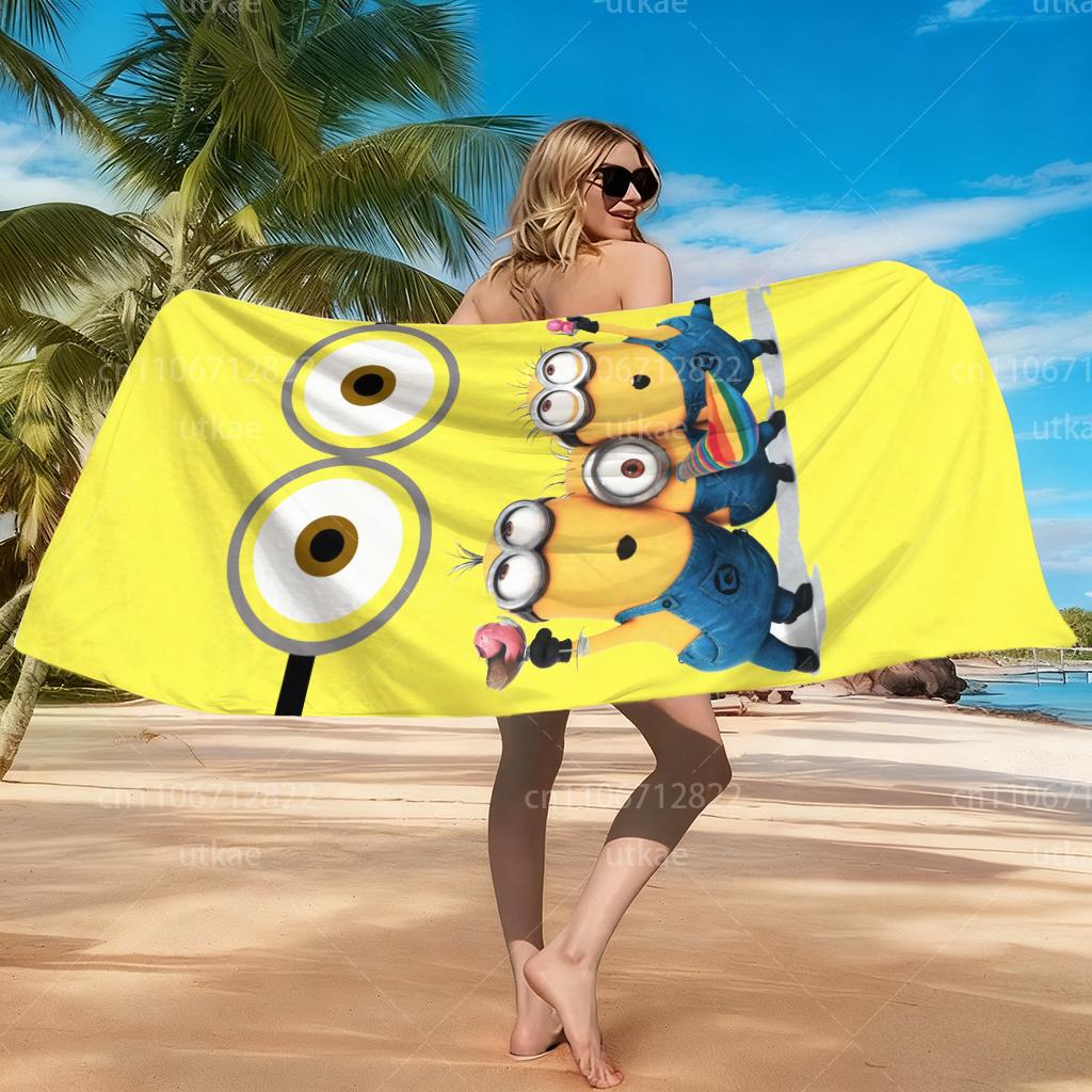 Minions Cartoon Microfiber Beach Towel Quick Dry Absorbent Towel for Pool Beach Surfing Camping Yoga