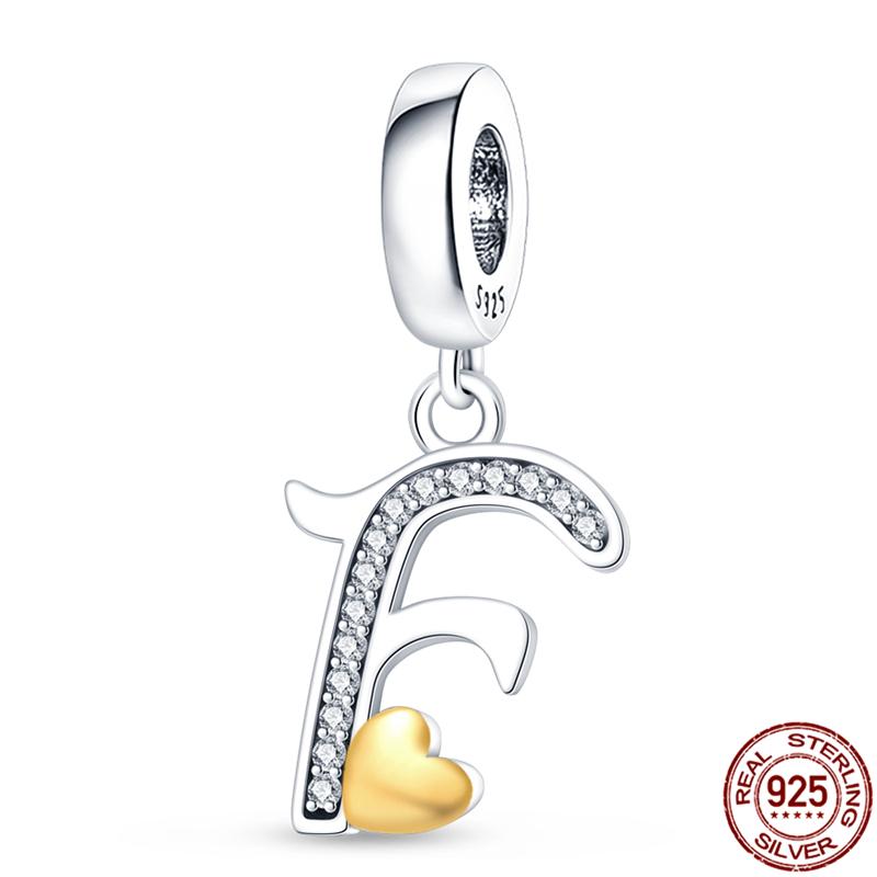 Original Design Anhänger Zirkon Herzform 26 englische Buchstaben A-Z Charm Perlen Passend 925 Original Armband Halskette Schmuck