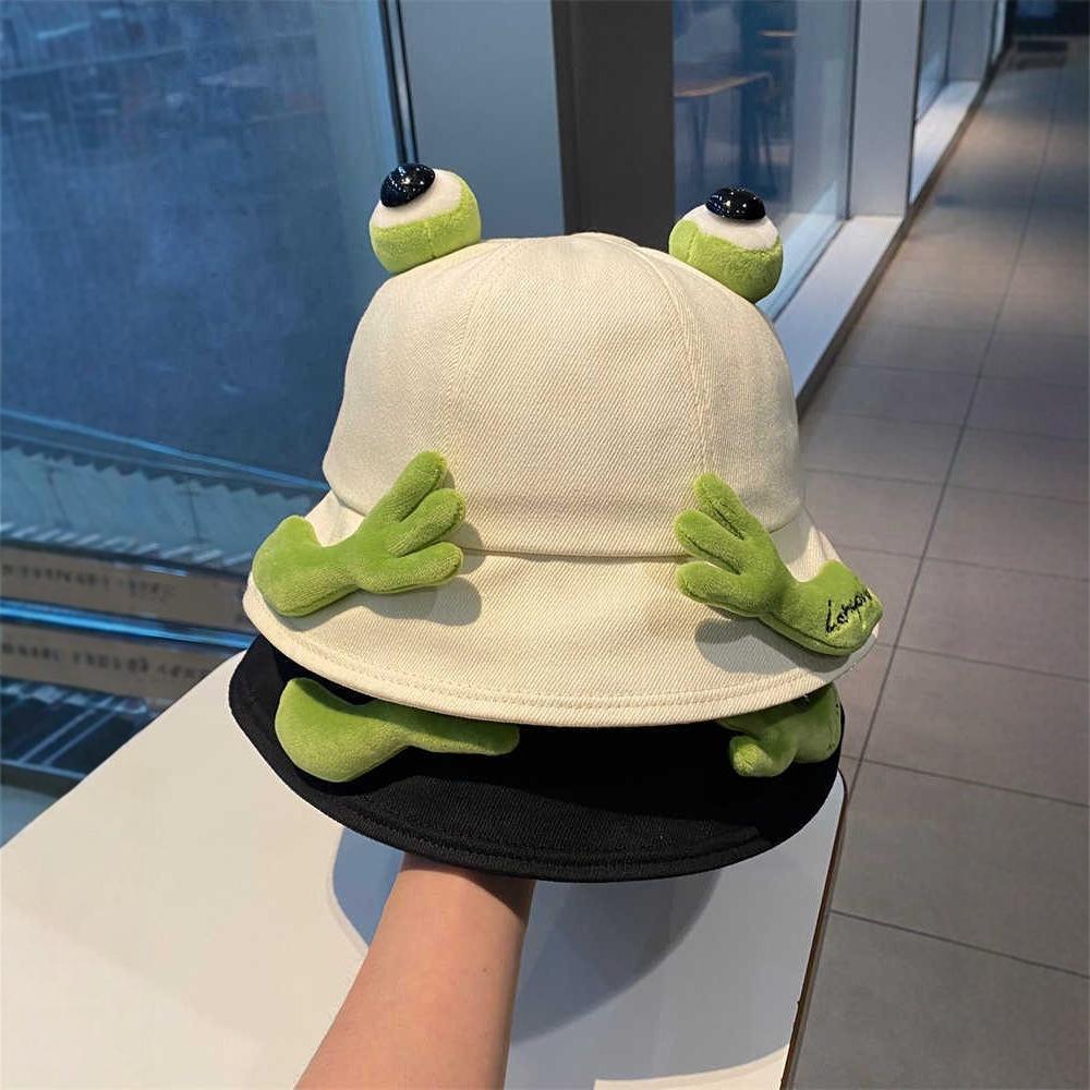 Outdoor sun protection ladies cute frog fisherman hat, unisex Japanese style cartoon sun hat, sun hat