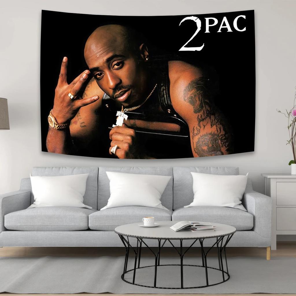 Ikonische 2Pac Wandteppich Legendenhafte HipHop Kunst für Wohnzimmerdekor Moderner Stil Verbessern Sie Ihren Raum mit Musik-Vibes
