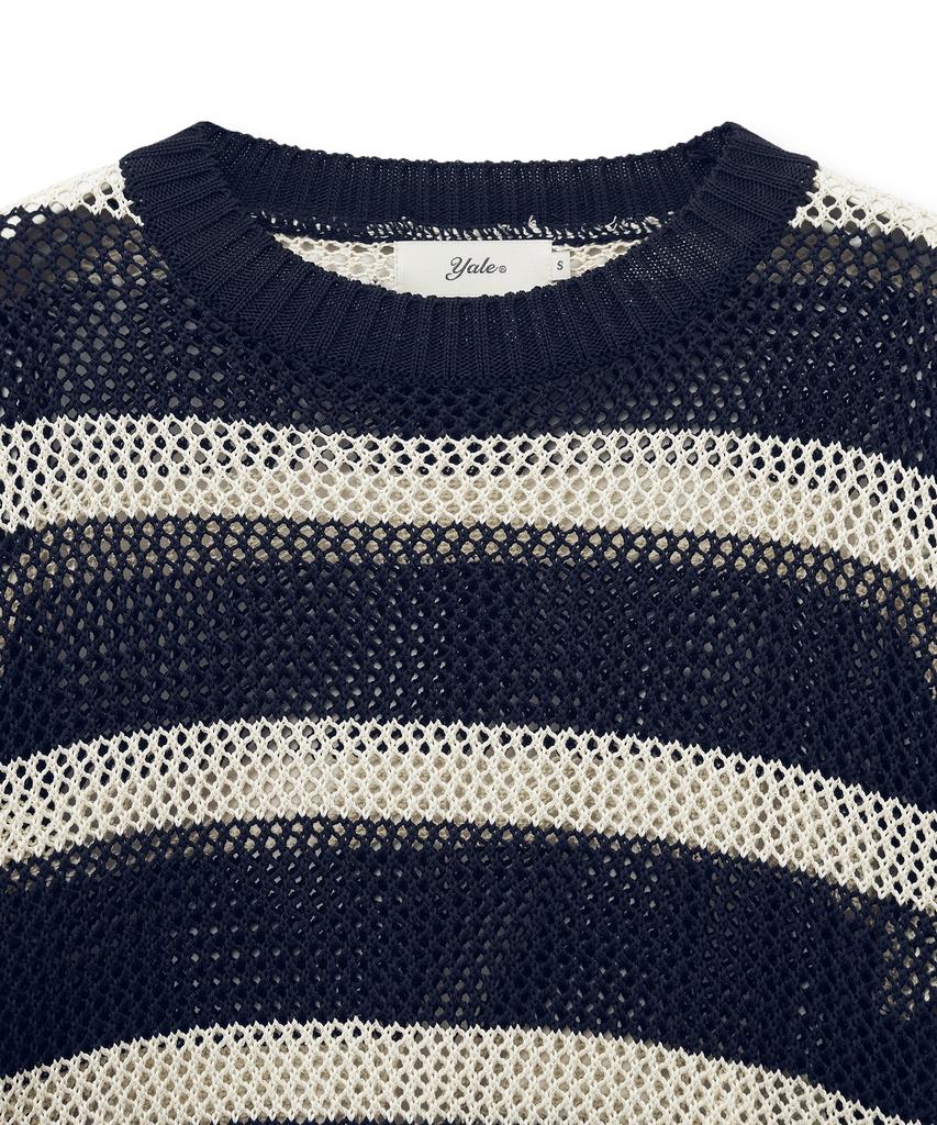YALE Striped Curly Knit_Navy